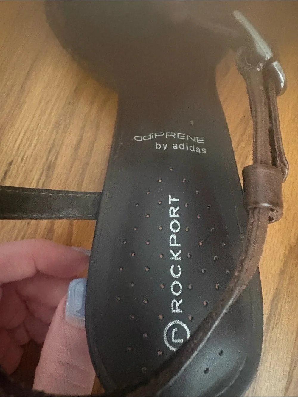 Rockport Leather Adiprene by Adidas Cushion Woven Brown Open Toe Heels 9.5